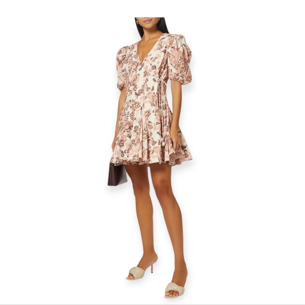 Hemant & Nandita Luana Pink Mini Wrap Dress in Linen Size S